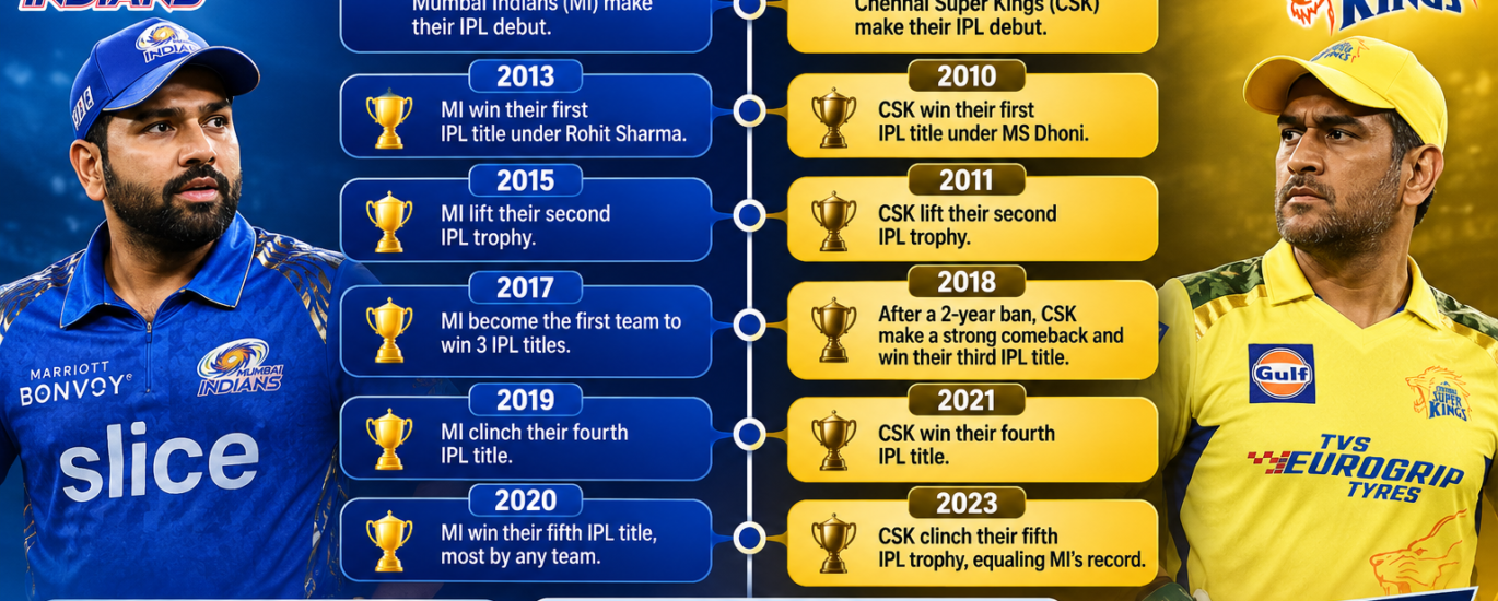 Mumbai Indians vs Chennai Super Kings Timeline
