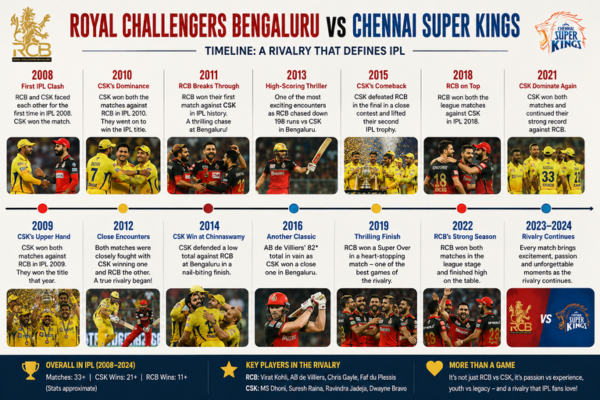 royal challengers bengaluru vs chennai super kings timeline
